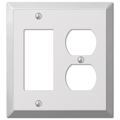 Century Polished Chrome Steel - 1 Rocker / 1 Duplex Wallplate