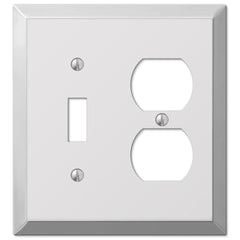 Century Polished Chrome Steel - 1 Toggle / 1 Duplex Wallplate