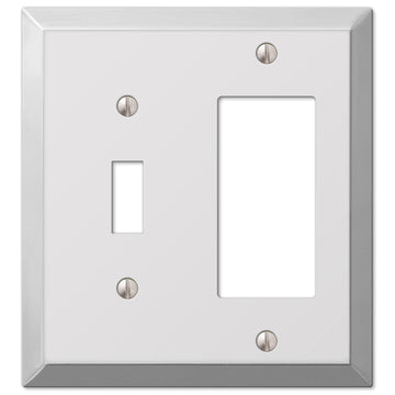 Century Polished Chrome Steel - 1 Toggle / 1 Rocker Wallplate - Wallplate Warehouse 161TR 070686555156 1 Toggle / 1 Rocker