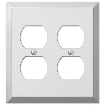 Century Polished Chrome Steel - 2 Duplex Wallplate - Wallplate Warehouse 161DD 070686555149 2 Duplex