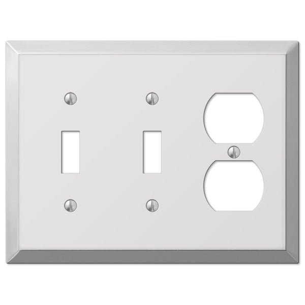 Century Polished Chrome Steel - 2 Toggle / 1 Duplex Wallplate - Wallplate Warehouse 161TTD 070686579688 2 Toggle / 1 Duplex