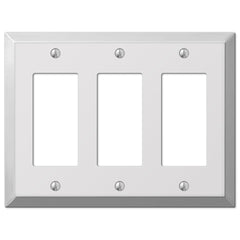 Century Polished Chrome Steel - 3 Rocker Wallplate
