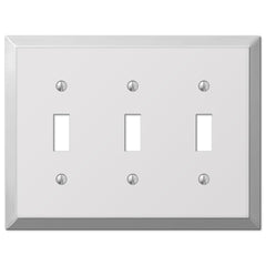 Century Polished Chrome Steel - 3 Toggle Wallplate