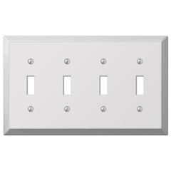 Century Polished Chrome Steel - 4 Toggle Wallplate