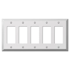 Century Polished Chrome Steel - 5 Rocker Wallplate