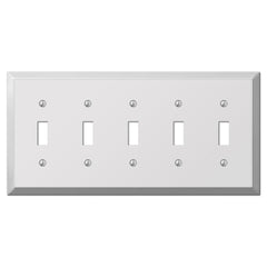 Century Polished Chrome Steel - 5 Toggle Wallplate