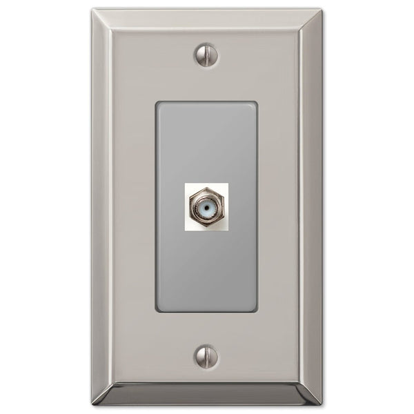 Century Polished Nickel Steel - 1 Cable Jack Wallplate - Wallplate Warehouse 163CXPN 070686580431 Cable Jacks