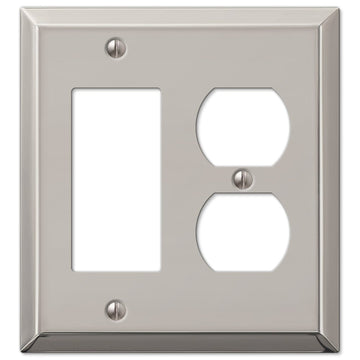 Century Polished Nickel Steel - 1 Rocker / 1 Duplex Wallplate - Wallplate Warehouse 163RDPN 070686574225 1 Rocker / 1 Duplex