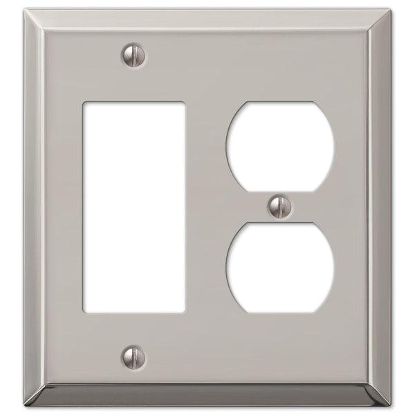 Century Polished Nickel Steel - 1 Rocker / 1 Duplex Wallplate - Wallplate Warehouse 163RDPN 070686574225 1 Rocker / 1 Duplex
