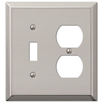 Century Polished Nickel Steel - 1 Toggle / 1 Duplex Wallplate - Wallplate Warehouse 163TDPN 070686574188 1 Toggle / 1 Duplex