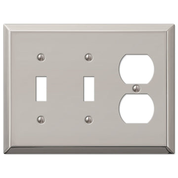 Century Polished Nickel Steel - 2 Toggle / 1 Duplex Wallplate - Wallplate Warehouse 163TTDPN 070686574232 2 Toggle / 1 Duplex