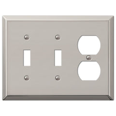Century Polished Nickel Steel - 2 Toggle / 1 Duplex Wallplate