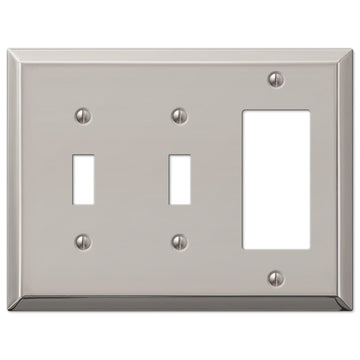 Century Polished Nickel Steel - 2 Toggle / 1 Rocker Wallplate - Wallplate Warehouse 163TTRPN 070686574249 2 Toggle / 1 Rocker