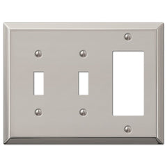 Century Polished Nickel Steel - 2 Toggle / 1 Rocker Wallplate