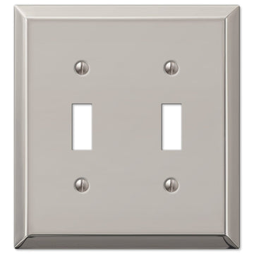 Century Polished Nickel Steel - 2 Toggle Wallplate - Wallplate Warehouse 163TTPN 070686574171 2 Toggle