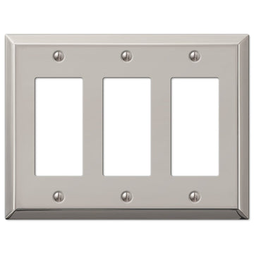 Century Polished Nickel Steel - 3 Rocker Wallplate - Wallplate Warehouse 163RRRPN 070686574263 3 Rocker
