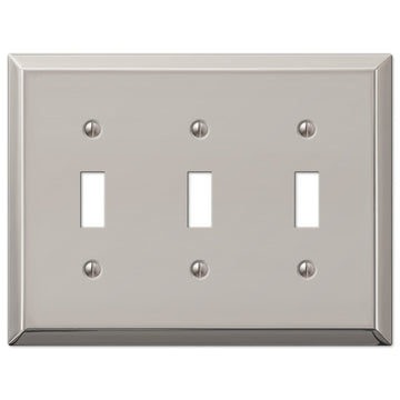 Century Polished Nickel Steel - 3 Toggle Wallplate - Wallplate Warehouse 163TTTPN 070686574256 3 Toggle