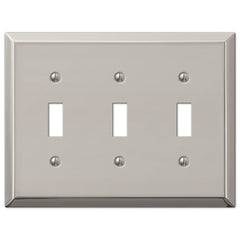 Century Polished Nickel Steel - 3 Toggle Wallplate