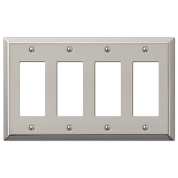 Century Polished Nickel Steel - 4 Rocker Wallplate - Wallplate Warehouse 163R4PN 070686574287 4 Rocker