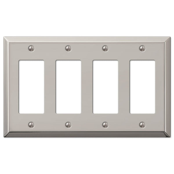 Century Polished Nickel Steel - 4 Rocker Wallplate - Wallplate Warehouse 163R4PN 070686574287 4 Rocker