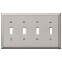 Century Polished Nickel Steel - 4 Toggle Wallplate