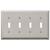 Century Polished Nickel Steel - 4 Toggle Wallplate - Wallplate Warehouse 163T4PN 070686574270 4 Toggle