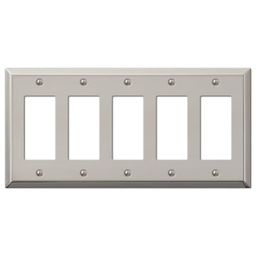 Century Polished Nickel Steel - 5 Rocker Wallplate - Wallplate Warehouse 163R5PN 070686574300 5 Rocker