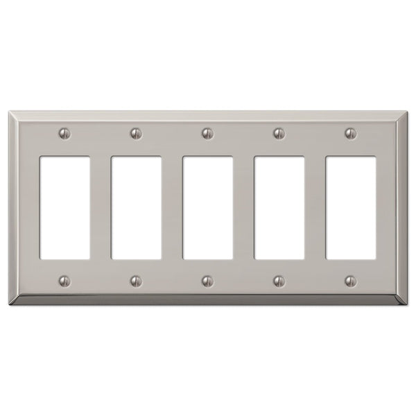 Century Polished Nickel Steel - 5 Rocker Wallplate - Wallplate Warehouse 163R5PN 070686574300 5 Rocker