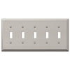 Century Polished Nickel Steel - 5 Toggle Wallplate - Wallplate Warehouse 163T5PN 070686574294 5 Toggle