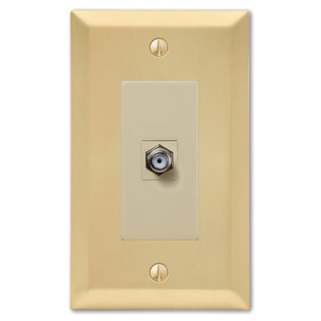 Century Satin Brass Steel - 1 Cable Jack Wallplate - Wallplate Warehouse 163CXSB 070686586846 Cable Jacks