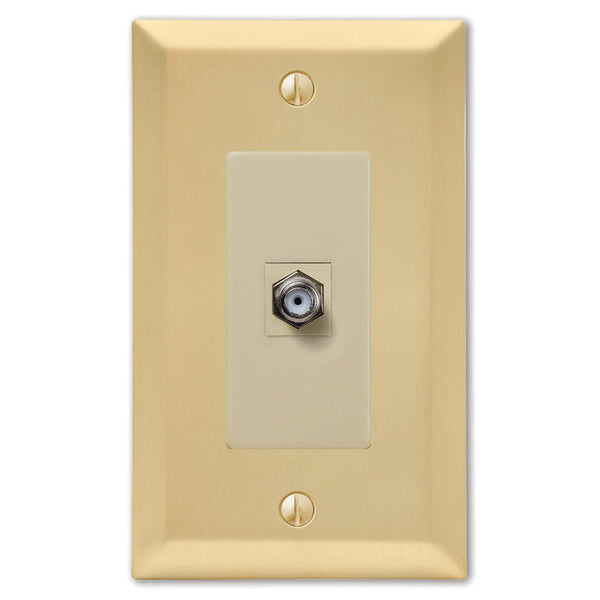 Century Satin Brass Steel - 1 Cable Jack Wallplate - Wallplate Warehouse 163CXSB 070686586846 Cable Jacks