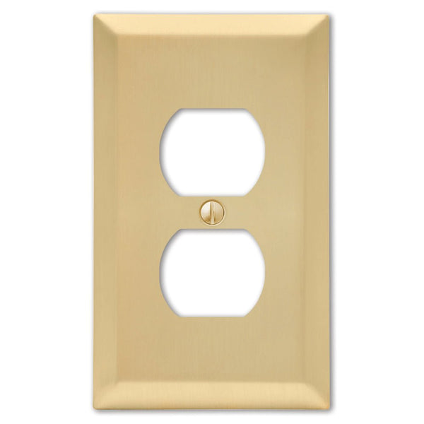 Century Satin Brass Steel - 1 Duplex Wallplate - Wallplate Warehouse 163DSB 070686586167 1 Duplex