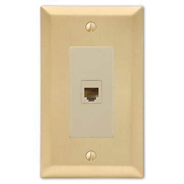 Century Satin Brass Steel - 1 Phone Jack Wallplate - Wallplate Warehouse 163PHSB 070686586853 Phone Jacks