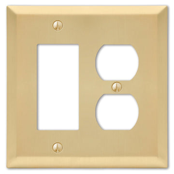 Century Satin Brass Steel - 1 Rocker / 1 Duplex Wallplate - Wallplate Warehouse 163RDSB 070686586815 1 Rocker / 1 Duplex