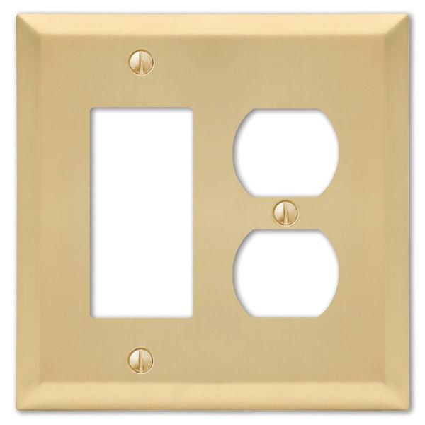 Century Satin Brass Steel - 1 Rocker / 1 Duplex Wallplate - Wallplate Warehouse 163RDSB 070686586815 1 Rocker / 1 Duplex