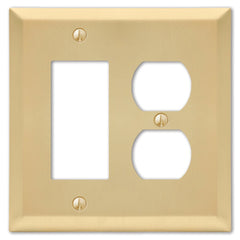 Century Satin Brass Steel - 1 Rocker / 1 Duplex Wallplate