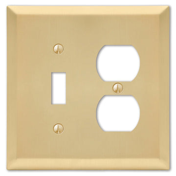 Century Satin Brass Steel - 1 Toggle / 1 Duplex Wallplate - Wallplate Warehouse 163TDSB 070686586730 1 Toggle / 1 Duplex