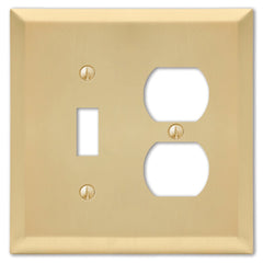 Century Satin Brass Steel - 1 Toggle / 1 Duplex Wallplate