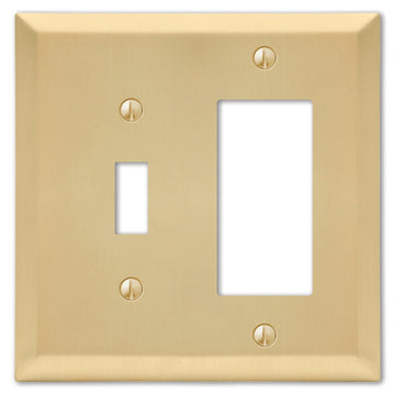 Century Satin Brass Steel - 1 Toggle / 1 Rocker Wallplate - Wallplate Warehouse 163TRSB 070686586792 1 Toggle / 1 Rocker
