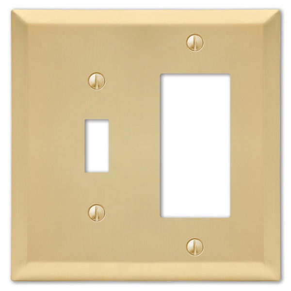 Century Satin Brass Steel - 1 Toggle / 1 Rocker Wallplate - Wallplate Warehouse 163TRSB 070686586792 1 Toggle / 1 Rocker