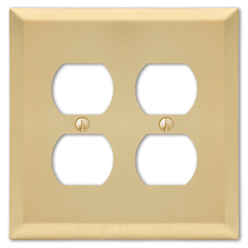 Century Satin Brass Steel - 2 Duplex Wallplate - Wallplate Warehouse 163DDSB 070686586723 2 Duplex