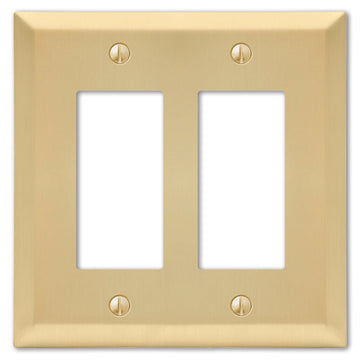Century Satin Brass Steel - 2 Rocker Wallplate - Wallplate Warehouse 163RRSB 070686586754 2 Rocker