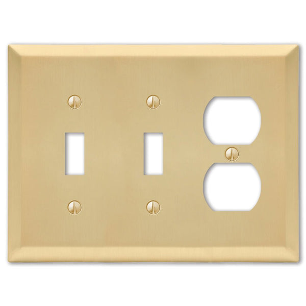 Century Satin Brass Steel - 2 Toggle / 1 Duplex Wallplate - Wallplate Warehouse 163TTDSB 070686586747 2 Toggle / 1 Duplex