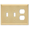 Century Satin Brass Steel - 2 Toggle / 1 Duplex Wallplate - Wallplate Warehouse 163TTDSB 070686586747 2 Toggle / 1 Duplex