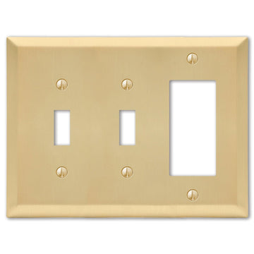 Century Satin Brass Steel - 2 Toggle / 1 Rocker Wallplate - Wallplate Warehouse 163TTRSB 070686586808 2 Toggle / 1 Rocker