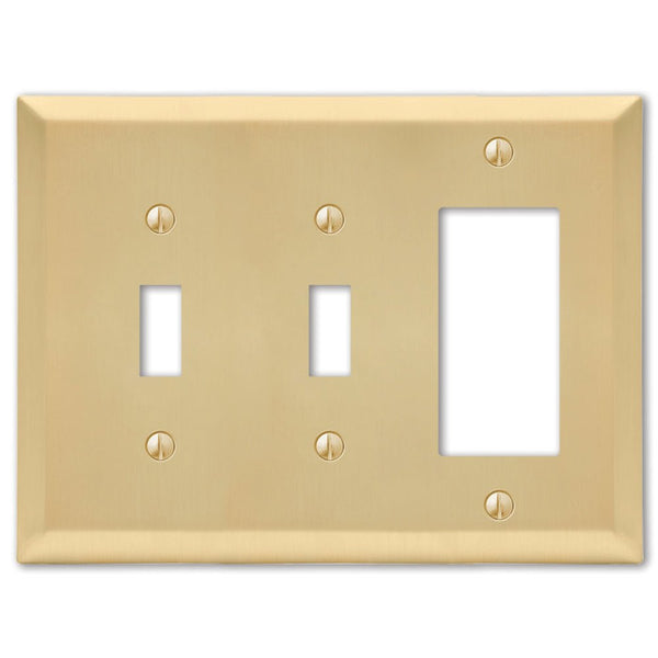 Century Satin Brass Steel - 2 Toggle / 1 Rocker Wallplate - Wallplate Warehouse 163TTRSB 070686586808 2 Toggle / 1 Rocker