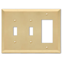 Century Satin Brass Steel - 2 Toggle / 1 Rocker Wallplate