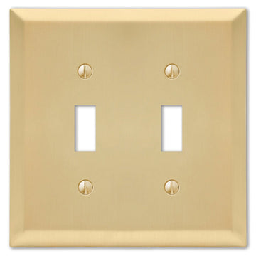 Century Satin Brass Steel - 2 Toggle Wallplate - Wallplate Warehouse 163TTSB 070686586181 2 Toggle