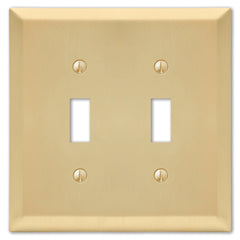 Century Satin Brass Steel - 2 Toggle Wallplate