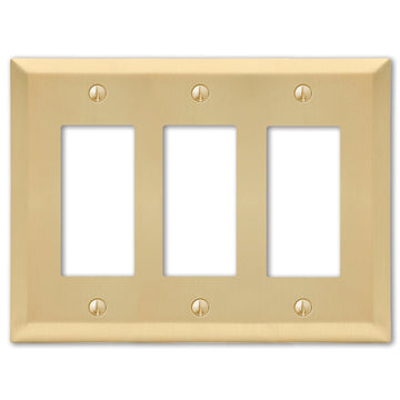 Century Satin Brass Steel - 3 Rocker Wallplate - Wallplate Warehouse 163RRRSB 070686586761 3 Rocker